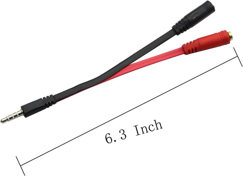 3.5mm Headphone Microphone Splitter Audio Y Splitter Adapter 1/8 TRRS 1 Male to 2 Female Audio Adapter Cable for MP3 Laptop PC Gaming Headset 6.3 ...