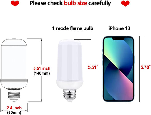 Upgraded Single Mode LED Flame Light Bulb with Gravity Sensor 6W E26 Indoor Flame Flickering Bulb 12V Outdoor One Mode Flaming Bulb for Holiday/Ba...