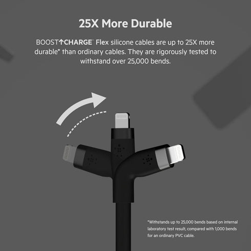 Belkin BoostCharge Flex Silicone USB-C to Lightning Cable (1M/3.3FT), MFi-Certified Charging Cable for iPhone Series with Cable Clip - Black......