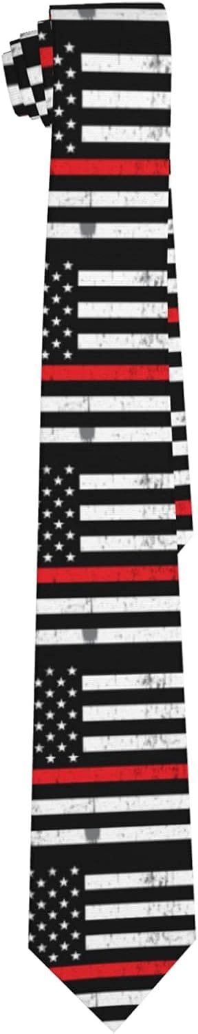 Red Line Mens Tie Firefighter Red Line American Flag Necktie,Fun Print Woven Slim Neck Ties for Men...