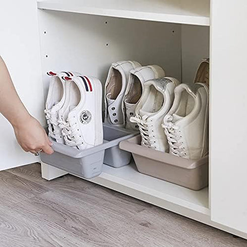 Simple modern Nordic style vertical economy slippers rack space home shoes storage WF (Beige)...