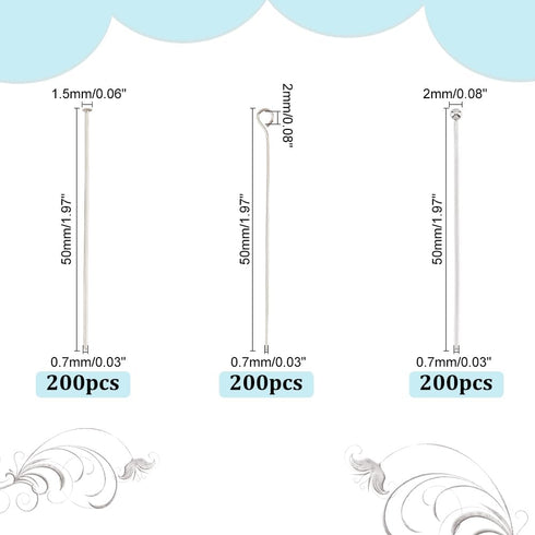 PH PandaHall 600pcs 2 Inch Head Pins Eye Pins Ball Pins, 304 Stainless Steel Jewelry Making Pins 21 Gauge Craft Pins for DIY Jewelry Making Beadin...