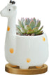 GeLive Giraffe Succulent Planter Indoor Tabletop Ceramic Plant Pot Kitty Ornament Animal Flower Decor Vase with Drainage Tray for Succulents or Mi...