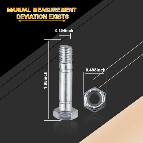 1-1/2" x 5/16" 710-0890 Shear Pins with Nuts Compatible with MTD Auger Drive Snowblowers/Two-Stage Snow Thrower (Except 33" Model E993I) 710-0890 ...