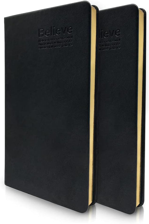 Wei Long Journal with Golden Rim,Blank Premium Papers,Hardcover Notebook with Black Soft Faux Leather Cover,160 Pages 80 Sheets 5x8.25 inches Sket...