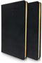 Wei Long Journal with Golden Rim,Blank Premium Papers,Hardcover Notebook with Black Soft Faux Leather Cover,160 Pages 80 Sheets 5x8.25 inches Sket...