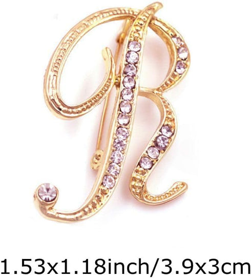 Women A-Z Initial Pins 26 Letters Pins Gold Plated Metal Brooches Clear Crystal Rhinestone Brooch Breastpin Badge...