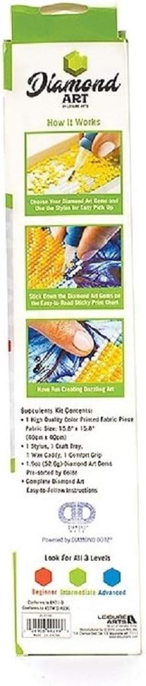 DIAMOND ART BY LEISURE ARTS Succulent Bowl, 12"x12", Intermediate Diamond Painting Kits for Adults, Diamond Art for Adults, Diamond Art Kit, Diamo...