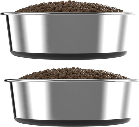 5mm Thick Stainless Steel Dog Bowls, Non-Slip with Silicone Base Cat Dishes, 4 Cups Food Grade BPA Free, Less Sliding, Premium Water and Food Pat ...