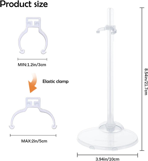 12Pcs Adjustable Doll Stands,Transparent and Lightweight Doll Display Rack Suitable for Different Sizes of Dolls Monsters,Action Figure Stand Doll...