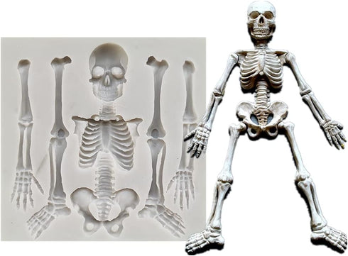 Skull Silicone Fondant Cake Mold, Halloween skeleton Chocolate Mold Kitchen Baking Mold Cake Decorating Moulds Gummy Sugarcraft Mold Chocolate Can...
