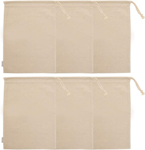 Cotton/Linen Blend 11- by 15-inch Muslin Produce Bags with Drawstring, 6-Pack...