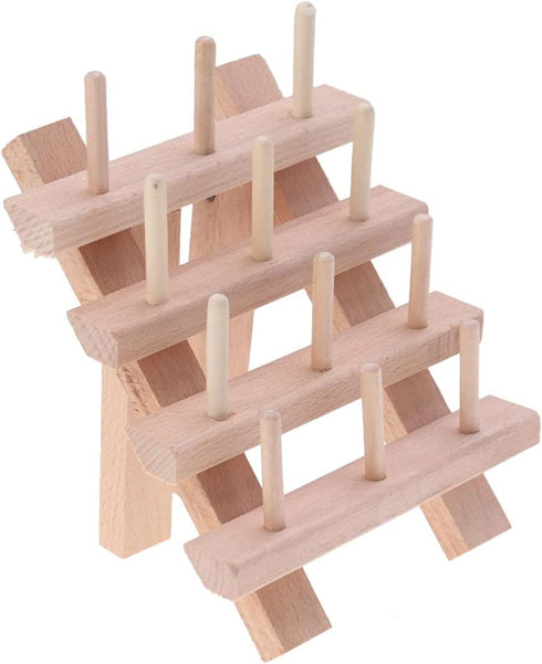Abaodam 12 Thread Holder Hair braiding Rack Spool Wooden Braid Divider Stand Separator- Spool Folding Beech Reel Bobbin Thread Organizer Frame Rac...