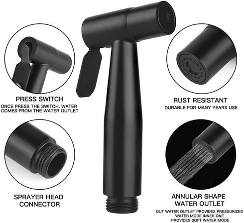 Handheld Bidet Sprayer for Toilet Portable Pet Shower Toilet Water Sprayer Seat Bidet Attachment Bathroom Stainless Steel Spray for Personal Hygie...