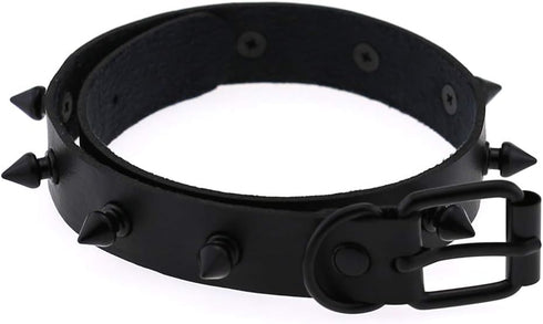 Unisex Multicolor Simulated Leather PU Punk Rock Gothic Black Spiked Rivets Choker Collar Necklace...