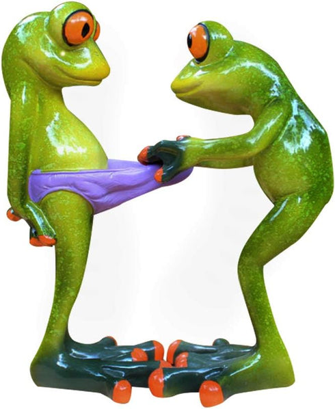 Frog Figurines Statue Cute Creative Funny Green Frog Sculpture for Home Desk Bathroom Decoration YX6082E...