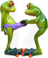 Frog Figurines Statue Cute Creative Funny Green Frog Sculpture for Home Desk Bathroom Decoration YX6082E...