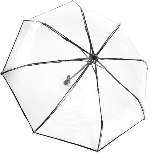 Tri-fold Clear Rain Umbrella with Frosted Handle Transparent Umbrella, for Portable to Carry for Travel(Black)...