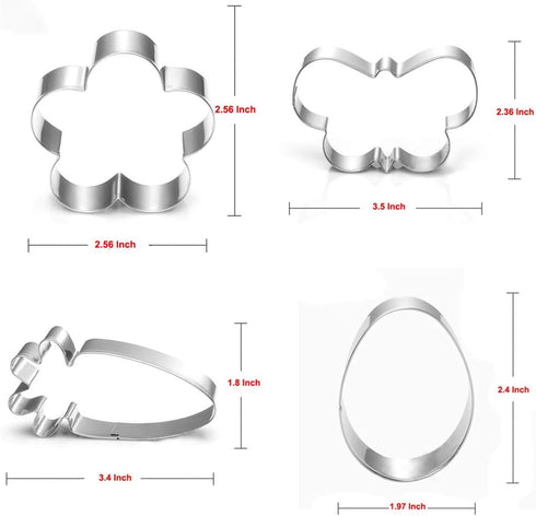 Easter Cookie Cutter Set - 7 piece - Egg, Carrot, Bunny, Flower, Chick, Bunny Face and Butterfly...