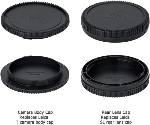 (2 Packs) Body Cap and Rear Lens Cap Kit for Leica L Mount Cameras and Leica L Mount Lens, fit Panasonic S5II DC-S5M2 S1 S1R S1H DC-S5 Leica SL (T...