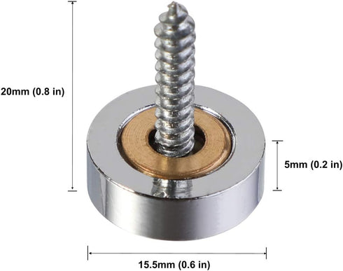 20 PCS Screw Covers Decorative Caps (Solid Construction) Mirror Screws Fasteners, 3/5" Diameter, Chrome...