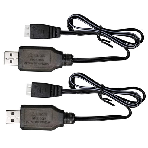 KBT KEEP BETTER TECH 2Pack 7.4V RC Car Battery USB Charger Cable, 500mA Charging Speed with LED Indicator Light Compatible XH-3P Connector,Power A...
