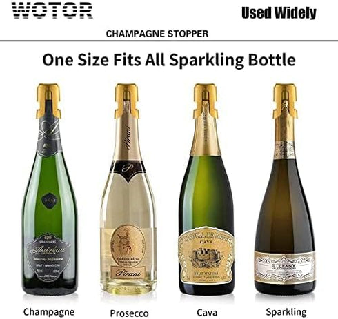 Champagne Stoppers with Stainless Steel Champagne Bottle Stopper with Food Grade Silicone Reusable Champagne Cork, Saver Suitable for Champagne, C...