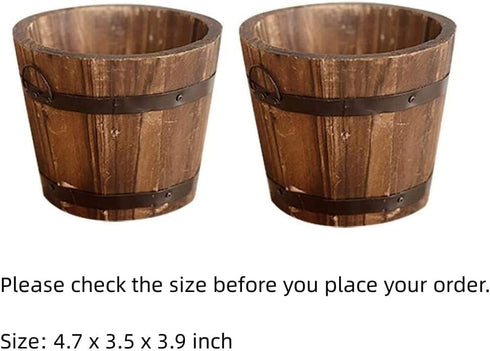 3 Pcs Rustic Wooden Bucket Flower Planter Patio Garden Backyard Planter Outdoor Indoor Home Decor...