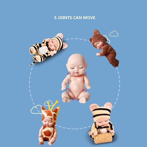 6 Sets 4 Inch Dolls Mini Reborn Baby Dolls with Animal Clothes Realistic Baby Doll Set for Girls Boys Toddlers and Kids 3+ (B)...