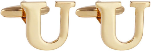 Men's Gold Letter U Cufflinks 1 Pair with Gift Box (U)...