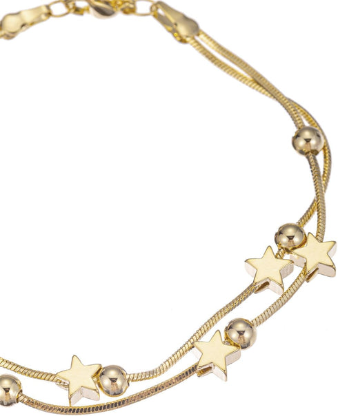 14K White Gold Plated Link Bracelet for Women Heart Star Round Beaded Charms Dainty Chain Simple Jewelry Gifts...