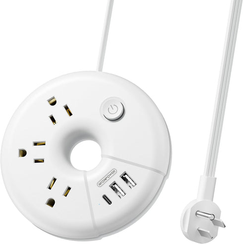 Travel Power Strip with USB Ports, NTONPOWER Cruise Approved Power Strip with 3 Outlet 3 USB(1 USB C), 5 ft Extension Cord, Compact for Indoor Hom...