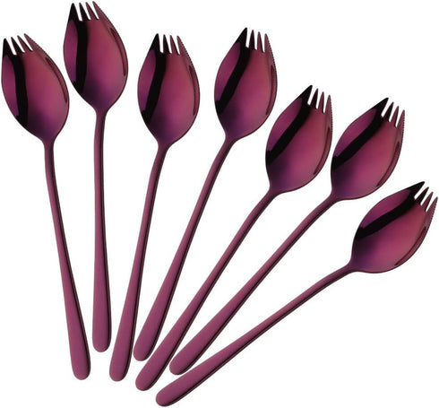 Buyer Star Sporks 6-pack 18/8 Stainless Steel Sporks for Everyday Household Use, 7.6-Inch / 1.6-Ounce/Ice Cream Spoon & Salad Forks, Fruit Appetiz...