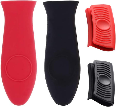 4 Pieces Silicone Hot Handle Holder, Potholder for Cast Iron Skillets, Silicone Assist Handle Holder, Non-Slip Pot Holder Sleeve, Heat Resistant P...
