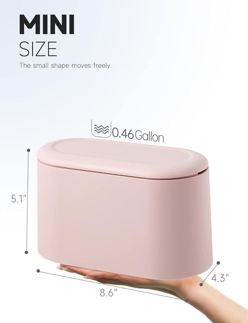 Mini Trash Can with Lid Removable Small Garbage Can, Tiny Plastic Trash Bin, Pop Up Countertop Wastebasket, Counter Garbage Lint Bin for Bathroom,...