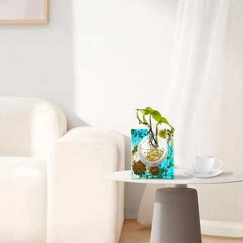 Plant Propagation Station Epoxy Resin Mold, Modern Square Geometric Vases Silicon Cement Moulds with Plastic Flower Plant Pot,Home Office Art Hand...