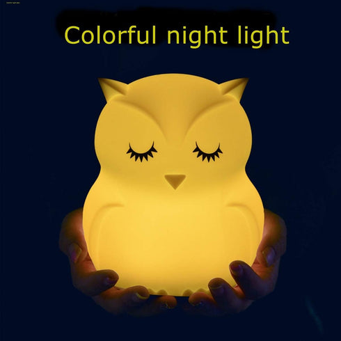 WHA&DARREN Owl Night Lights Kids, Silicone Light Bedside Lamp, Baby Nursery Light, Sleep Night-Light, Squishy Night Light for Kids Room, Animal Ni...