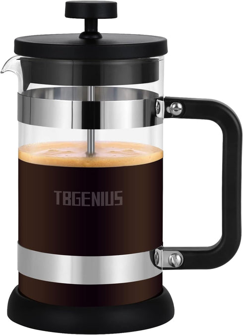 French Press Coffee Maker 21 oz, Cold Brew Heat Resistant Thickened Borosilicate Coffee Pot, Coffee Presses 600 ml, Tea and Frothed Milk Press (Bl...