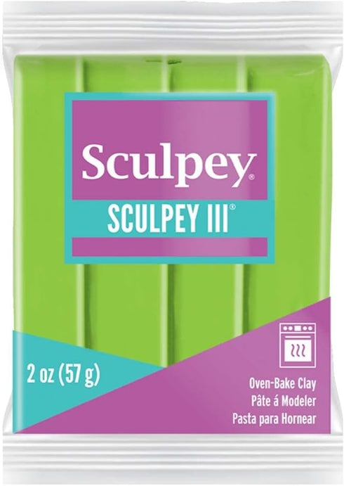 Sculpey III Polymer Oven-Bake Clay, Granny Smith Green, Non Toxic, 2 oz. bar, Great for modeling, sculpting, holiday, DIY, mixed media and school ...