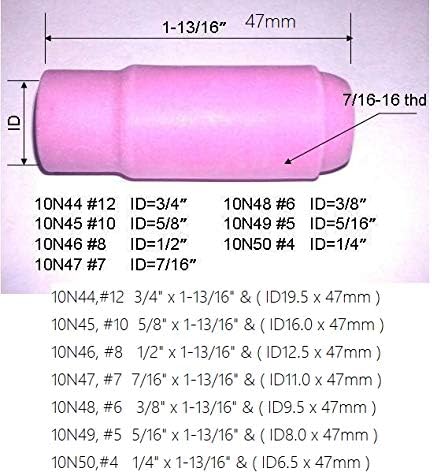RIVERWELD TIG Alumina Nozzles Ceramic Shield Cup 10N50#4 10N49#5 10N48#6 10N47#7 10N46#8 Fit DB PTA SR WP 17 18 26 TIG Welding Torch 10pcs...
