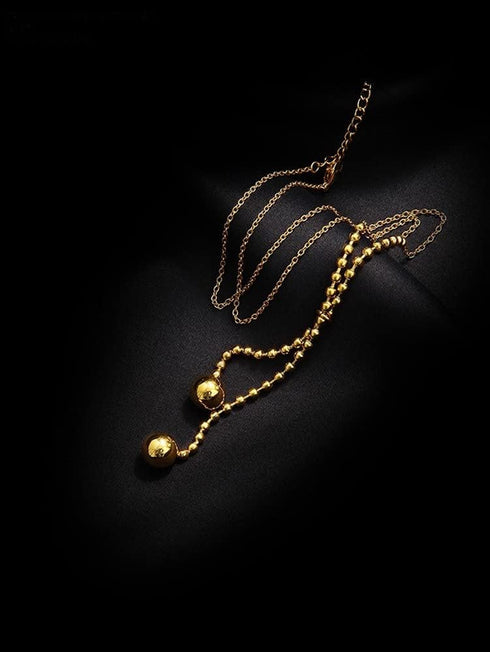 Sither Gold Beads Tassel Necklace for Women Long Y Necklace Choker Sweater Chain Necklace Wedding Dressy Necklace Jewelry for Winter Evening Party...