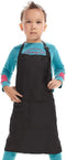 Kid Apron Adjustable Strap with 2 Pockets Painting Cooking Craft Backing Unisex Age 8-12(Black)...