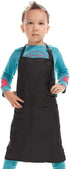 Kid Apron Adjustable Strap with 2 Pockets Painting Cooking Craft Backing Unisex Age 8-12(Black)...