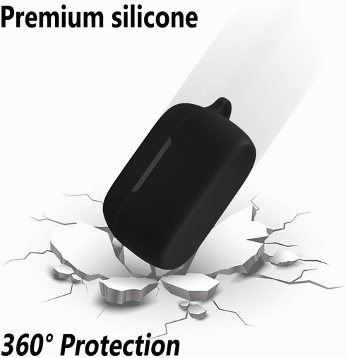Geiomoo Silicone Carrying Case Compatible with Jabra Elite 4, 3, 2, Portable Scratch Shock Resistant Cover with Carabiner (Black)...