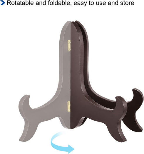 uxcell 2pcs 8" Easel Plate Holder, Wooden Folding Display Stand Brown for Decorative Picture Frame...
