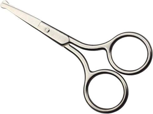 4 Inch Professional Stainless Steel Rounded Tip Nose Eyebrow Ear Dog Pet Hair Trimming Safety Scissor Shears - Grooming Cutting Scissors for Men &...