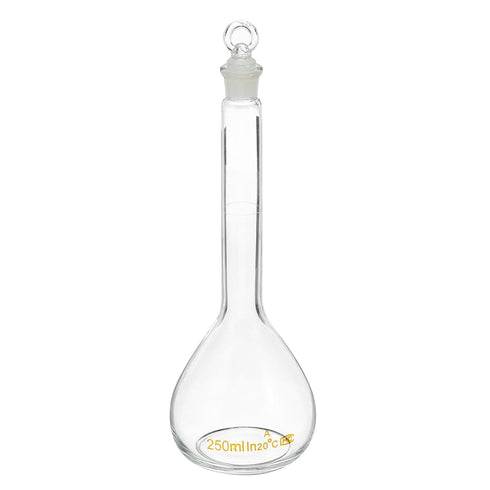 PATIKIL 250ml Volumetric Flask, 3.3 Borosilicate Glass Graduated Volumetric Measuring Flask with Glass Stopper Tolerance 0.10ml for Lab Experiment...