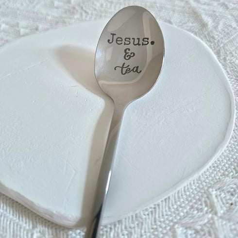 Jesus and Tea Spoon Gifts for Women Men Jesus Tea Lovers Gift for Papa Mom Christian Gifts for Coworker Christmas Birthday Gift for Dad Grandma Te...