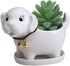 Cute Dog Succulent Planter Pot with Drainage Tray, White Ceramic Flower/Cactus Container, Animal Bonsai Holder for Air Plants...