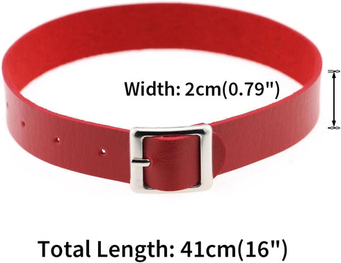Multicolor PU Simulated Leather Silver-tone/Gold-tone Buckle Adjustable Belt Collar Choker Necklace...